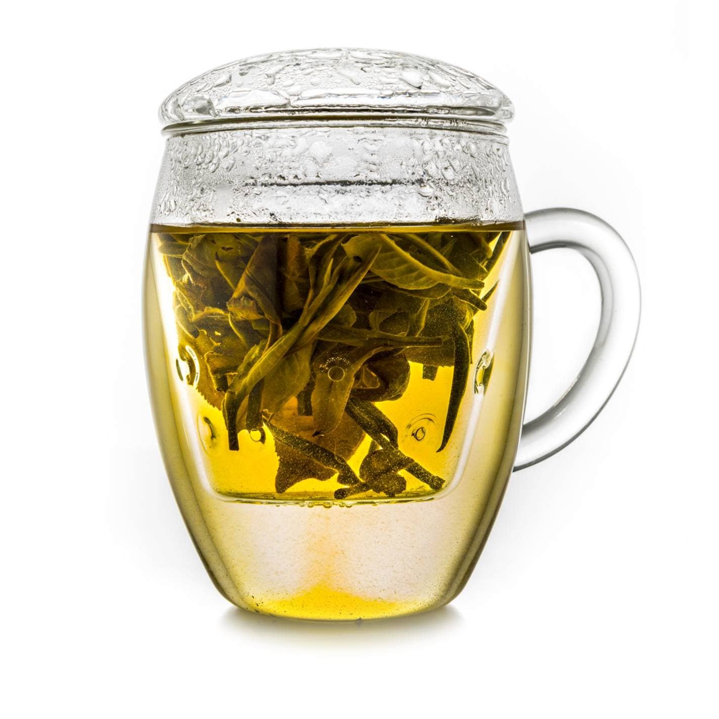Copo de chá Creano tudo em um, xícara grande com infusor e tampa de vidro