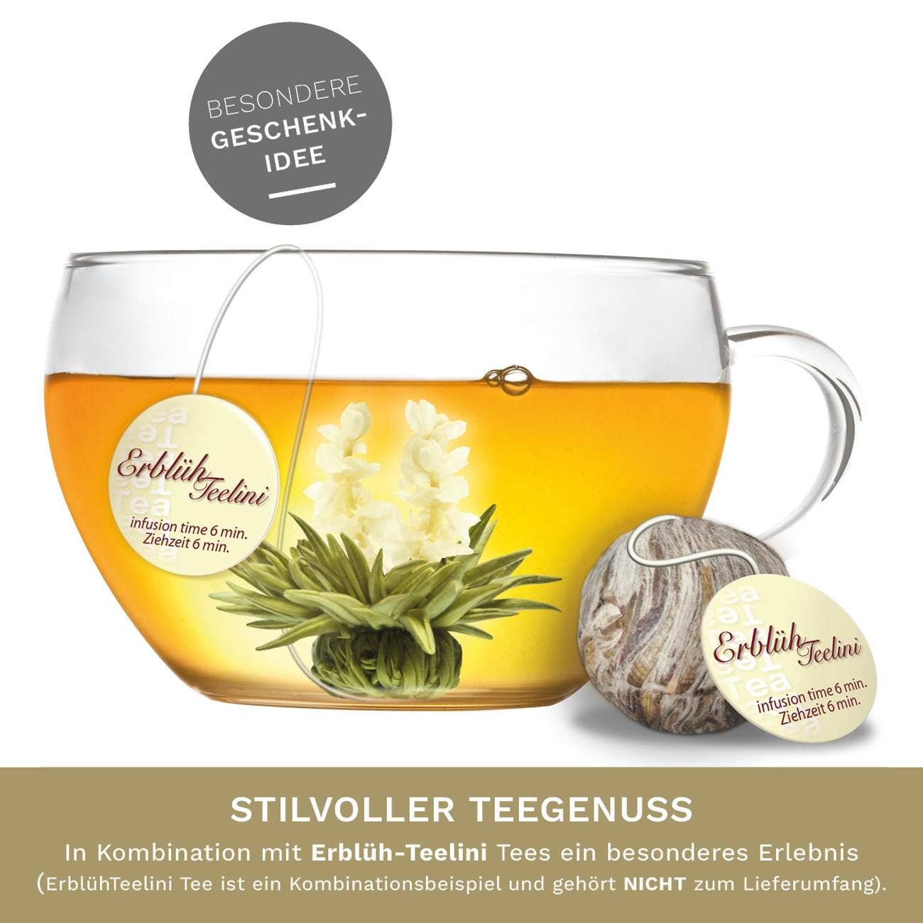 Taza de cristal Teelini de 200 ml con tapa integrada