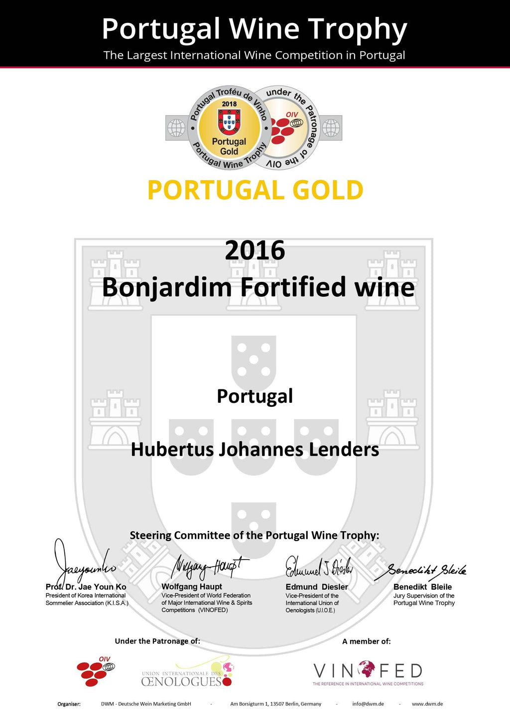 Bonjardim Fortified Wine (Vinho Fino) | Award-winning organic Portuguese wine