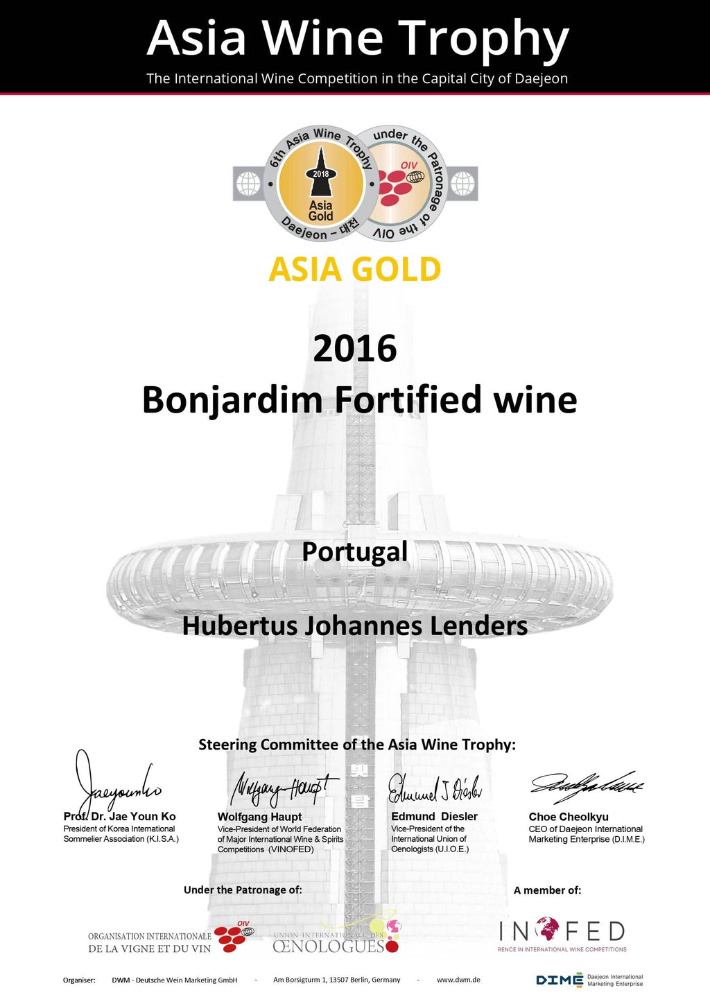 Bonjardim Fortified Wine (Vinho Fino) | Award-winning organic Portuguese wine