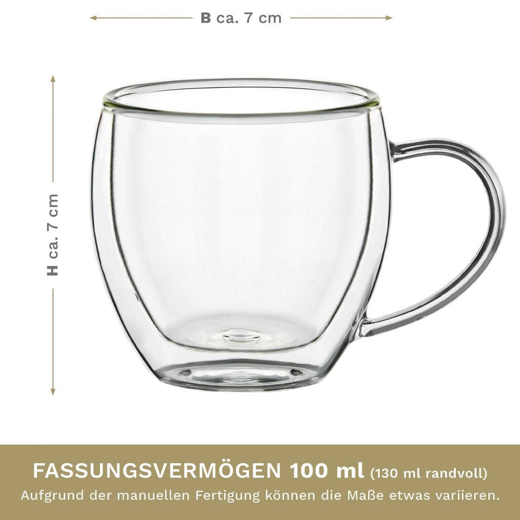 Juego de 6 vasos térmicos altos para espresso, 100 ml
