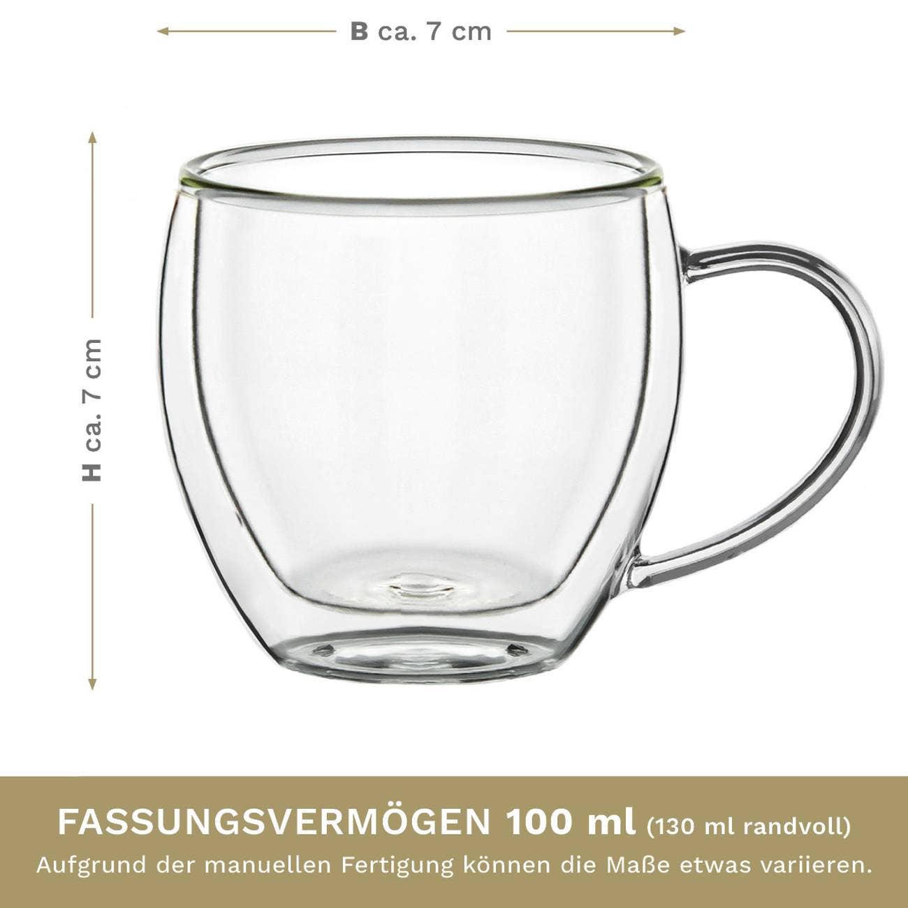 Juego de 6 vasos térmicos altos para espresso, 100 ml