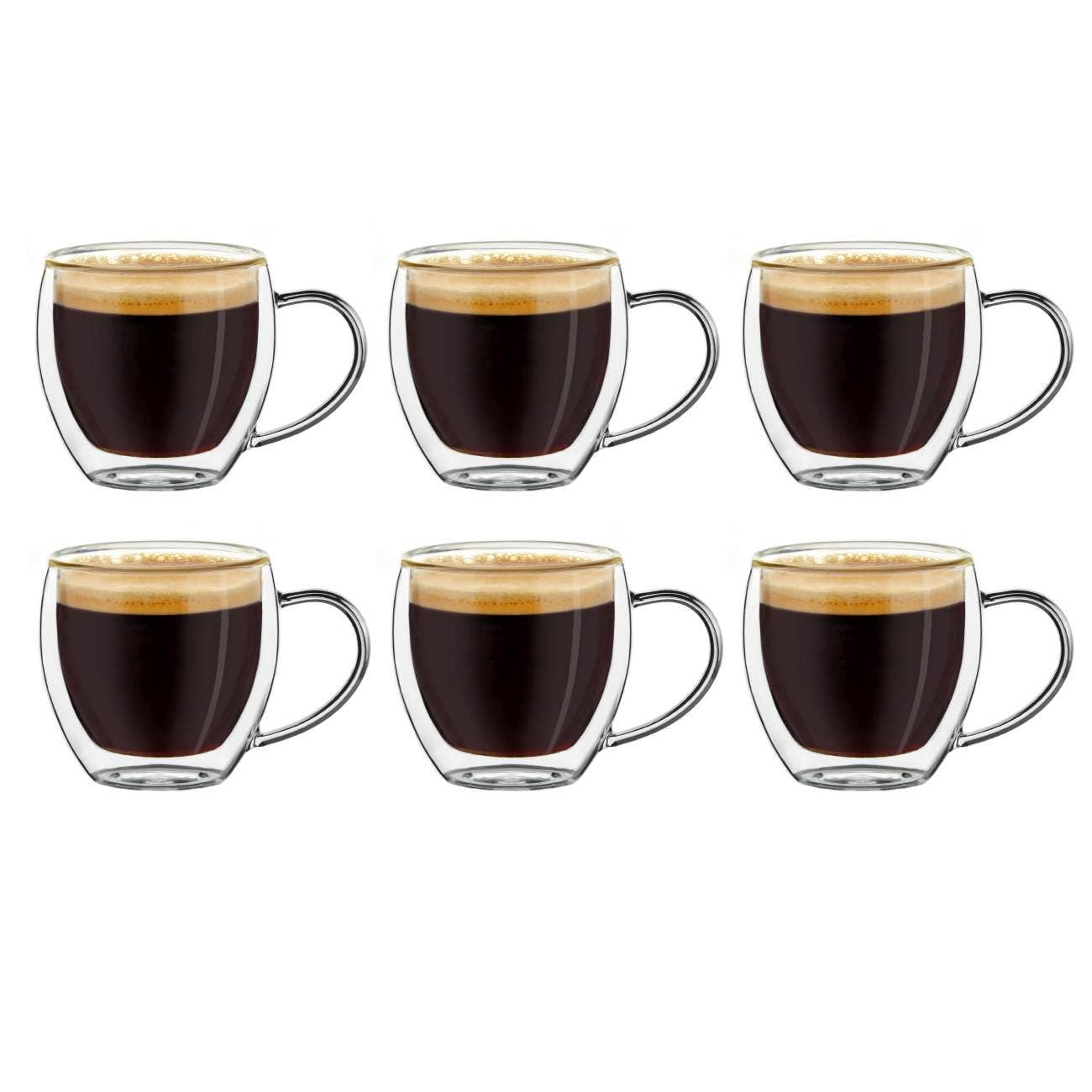 Juego de 6 vasos térmicos altos para espresso, 100 ml