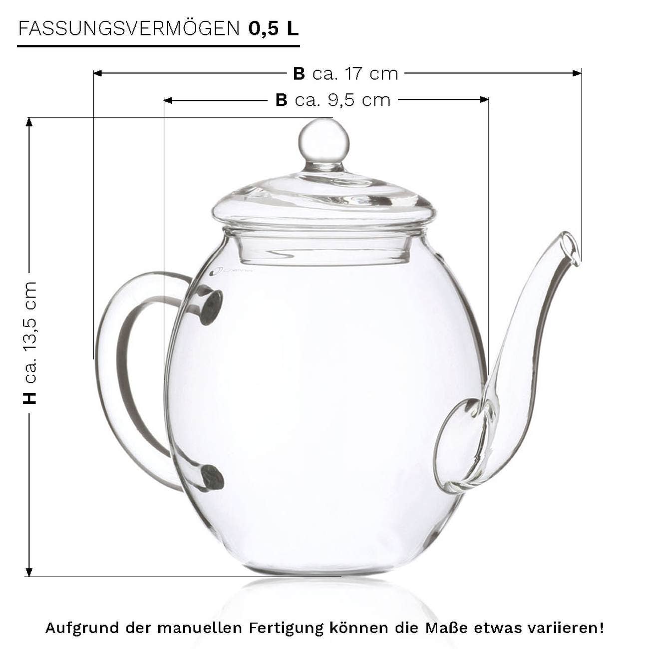 Set de regalo Creano con mezcla de flores de té y tetera de cristal - té verde sabor afrutado