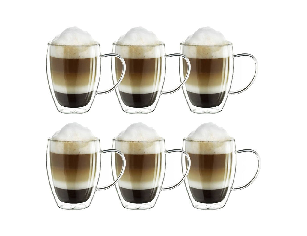 Juego de 6 vasos térmicos de doble pared con asa Creano, 400 ml