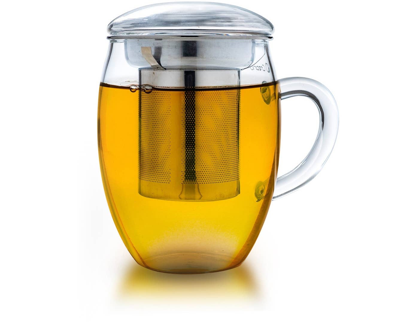 Copo de chá Creano 400 ml tudo em um, grande xícara com infusor de aço inox e tampa de vidro