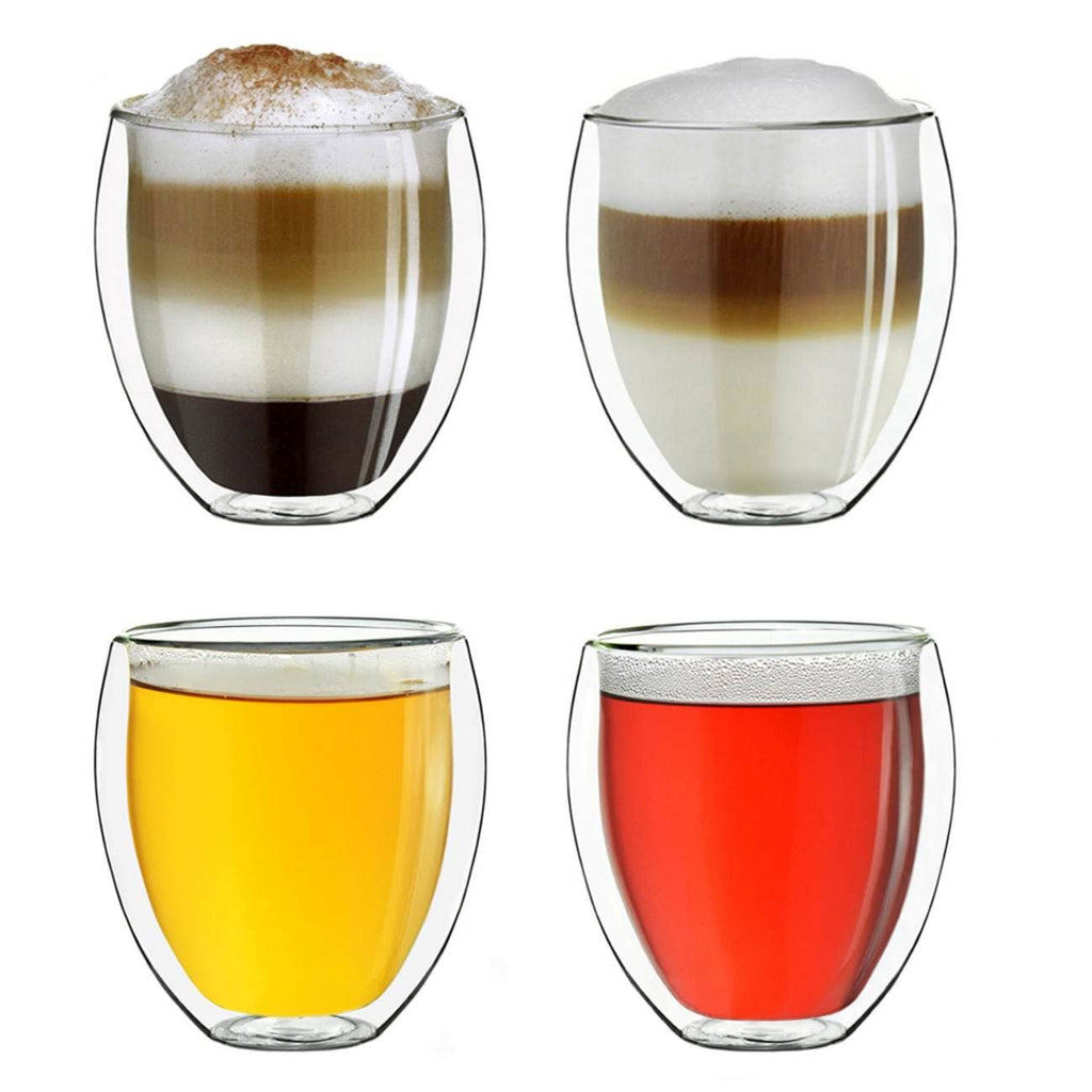 Jogo com 4 copos térmicos de vidro bulbo, 400 ml
