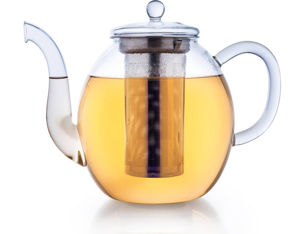 Bule alto de vidro Creano 1,5 litros com infusor de aço inox e tampa de vidro
