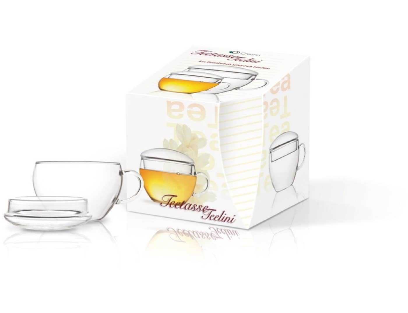 Taza de cristal Teelini de 200 ml con tapa integrada