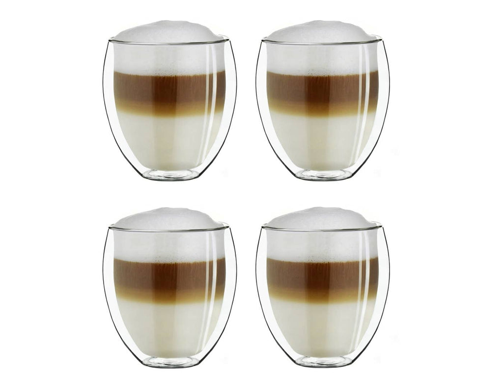 Jogo com 4 copos térmicos de vidro bulbo, 400 ml