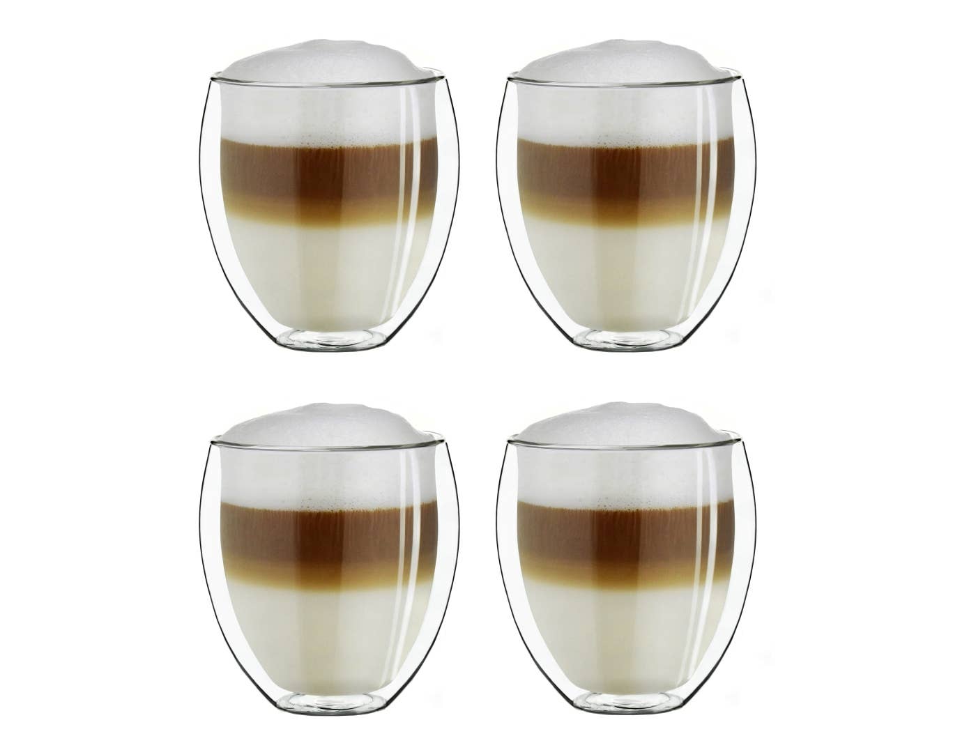 Jogo com 4 copos térmicos de vidro bulbo, 400 ml