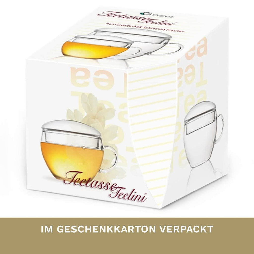 Taza de cristal Teelini de 200 ml con tapa integrada