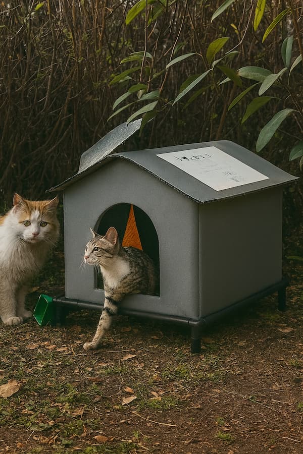 Abrigo de Inverno para Gatos – Casa Impermeável com Luz de Segurança Noturna