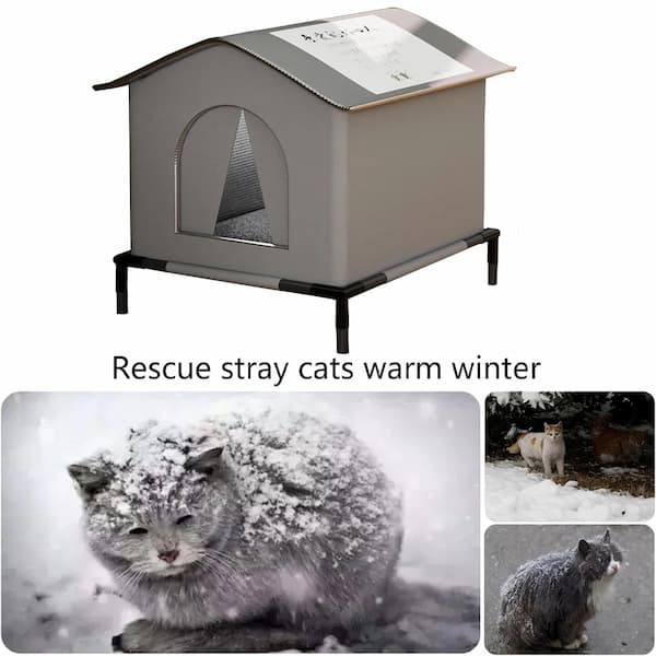 Abrigo de Inverno para Gatos – Casa Impermeável com Luz de Segurança Noturna