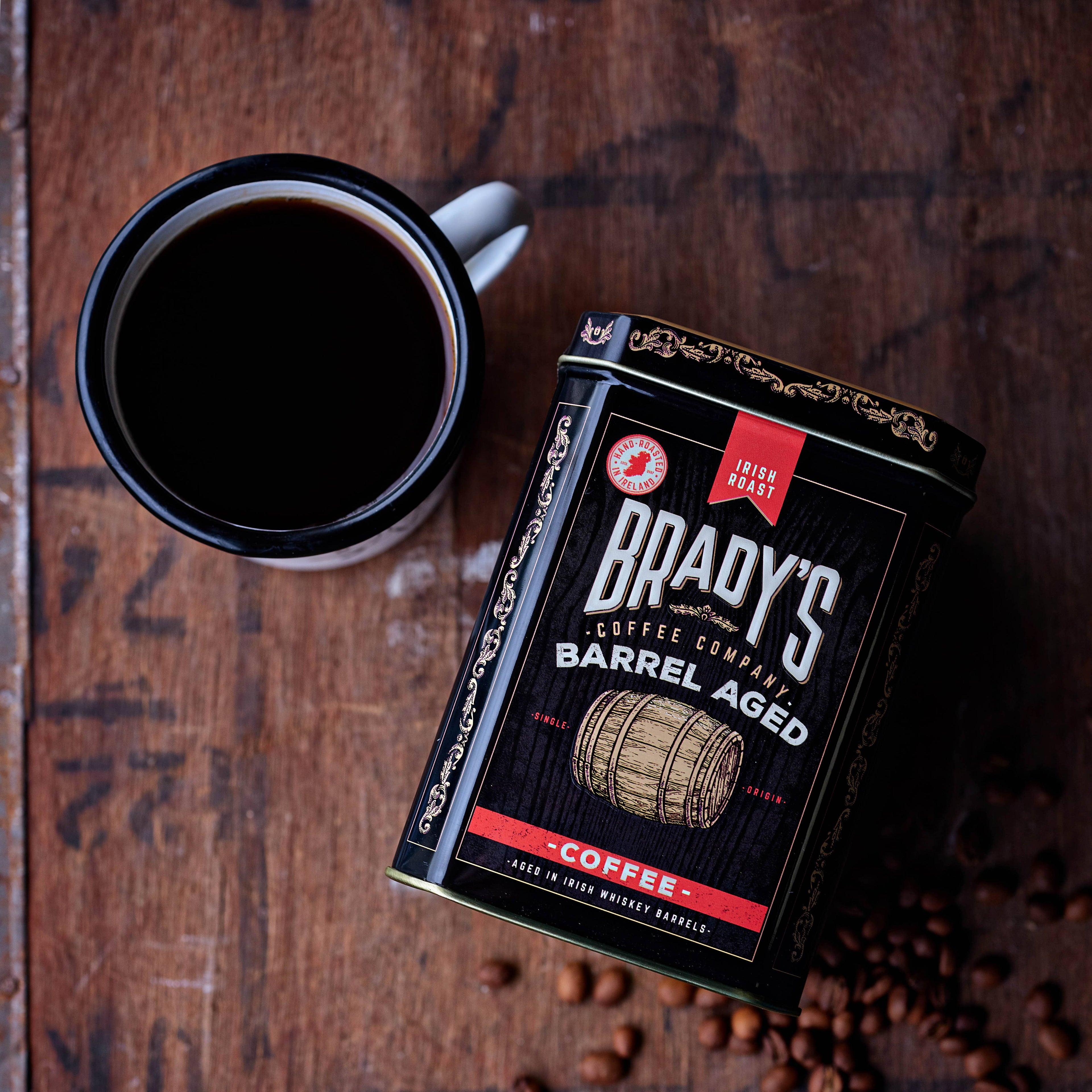 Brady's Café Irlandês com Whiskey Envelhecido em Barril, Café Moído em Lata