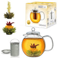 Tetera de cristal Creano 1,3 L con dos tés florales Erblühtee