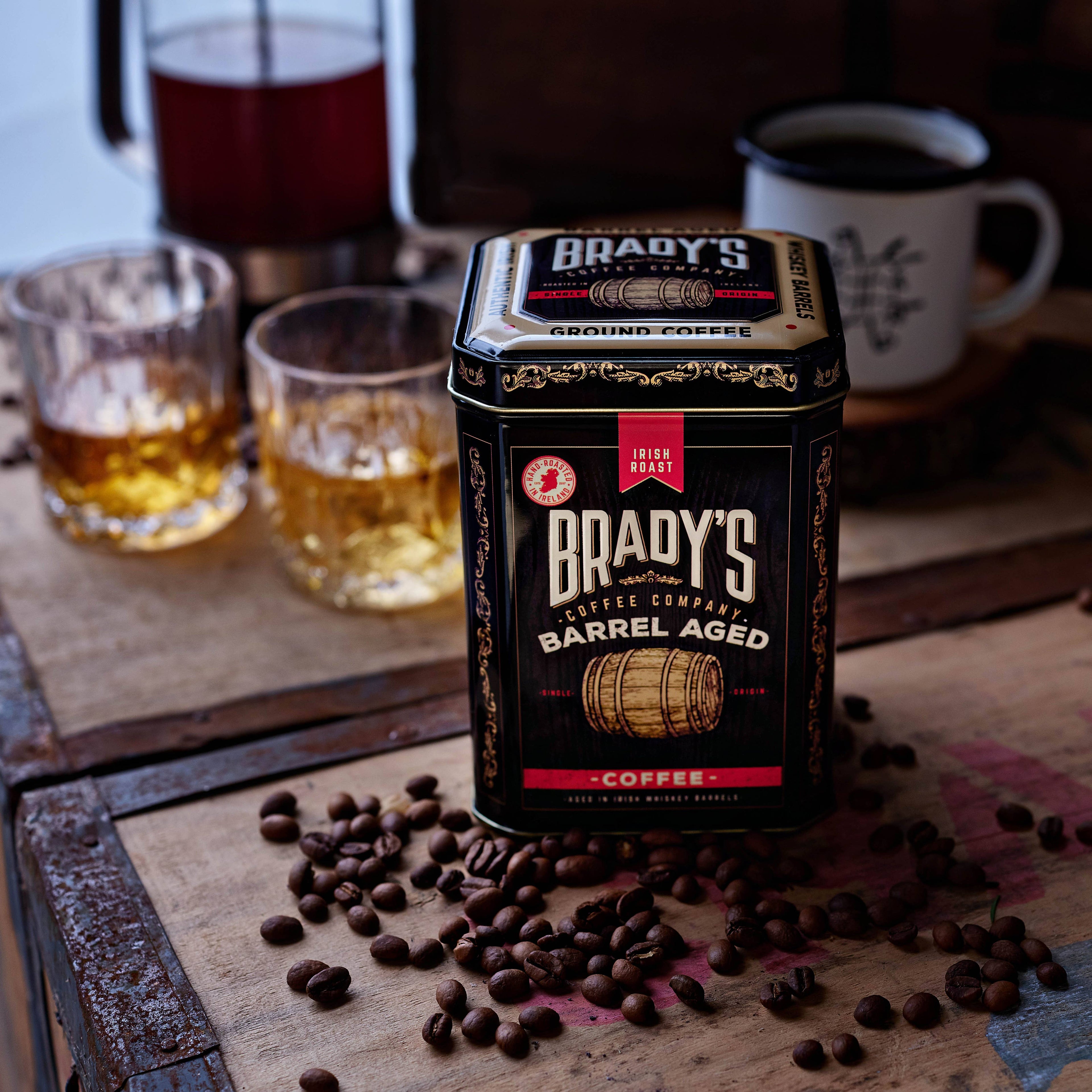Brady's Café Irlandês com Whiskey Envelhecido em Barril, Café Moído em Lata
