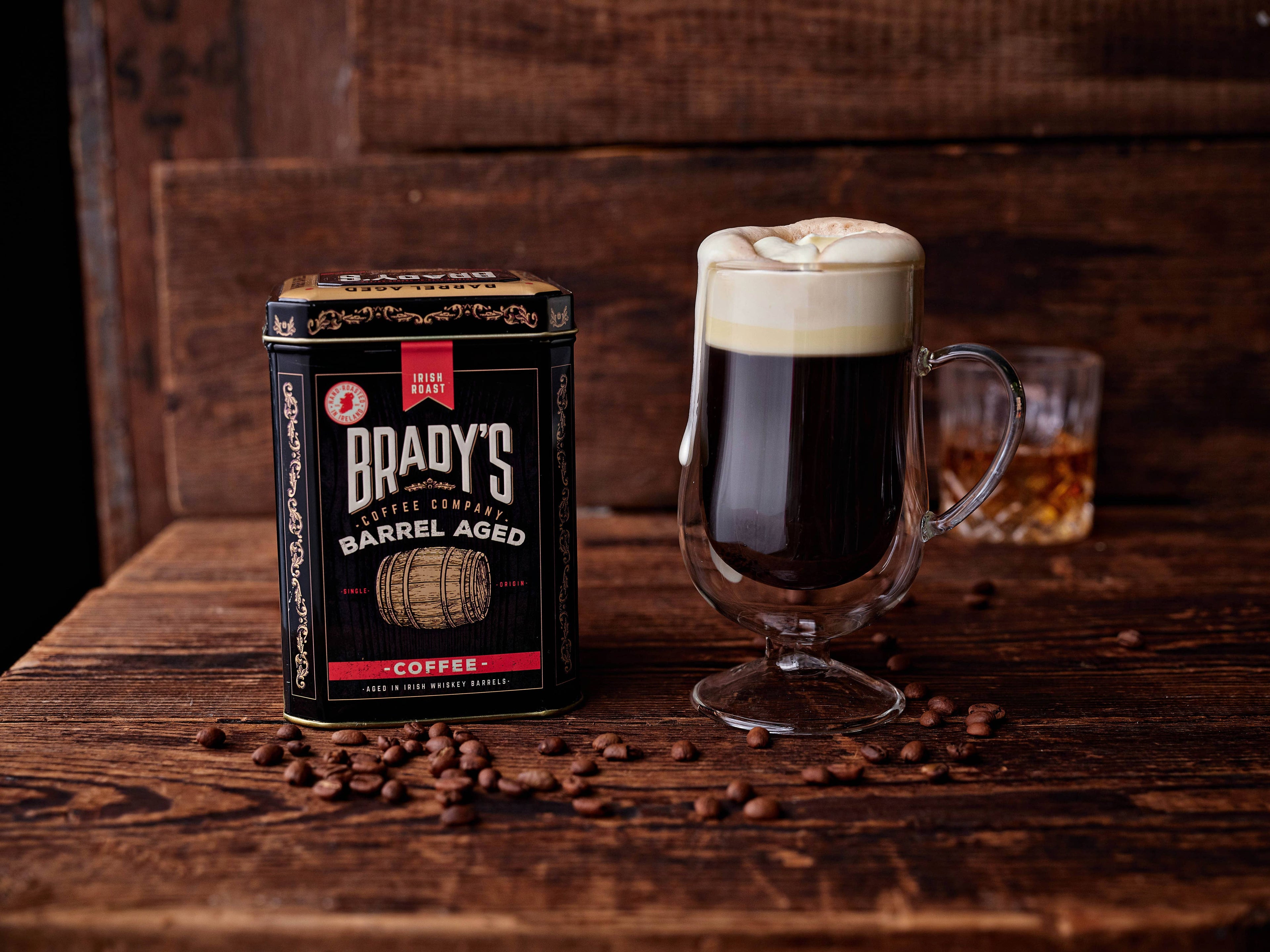Brady's Café Irlandês com Whiskey Envelhecido em Barril, Café Moído em Lata