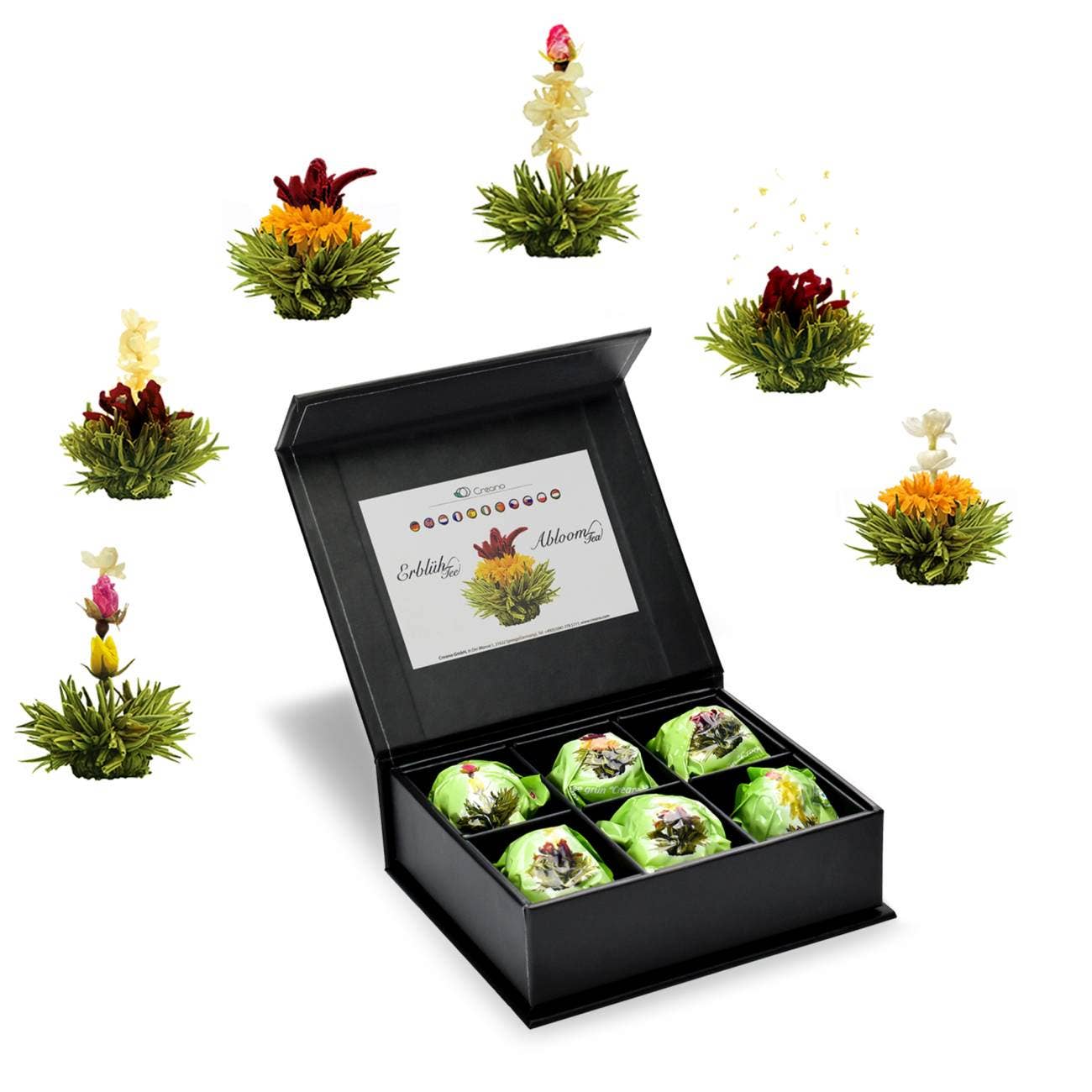 Caja magnética con 6 tés florales de té verde