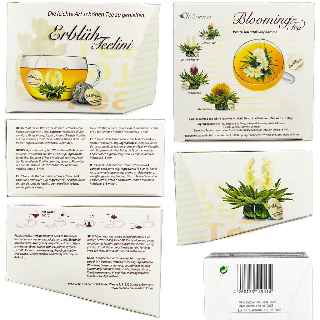 Caja con 8 flores de té blanco BluemeElini