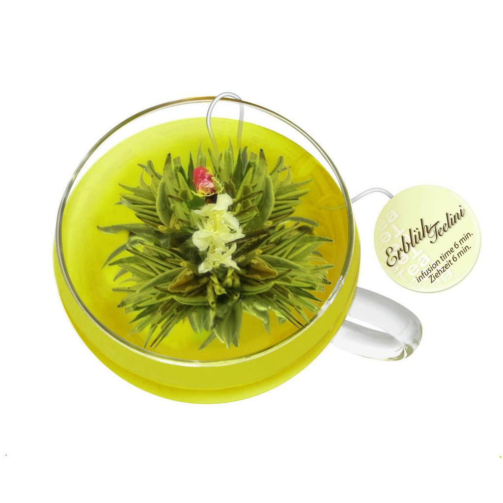 Creano Flor Teelini Taza de té y 8 flores de té verde
