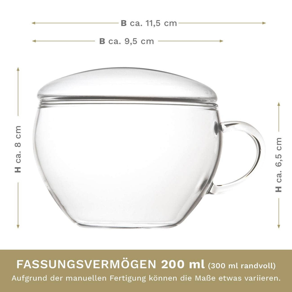 Taza de cristal Teelini de 200 ml con tapa integrada