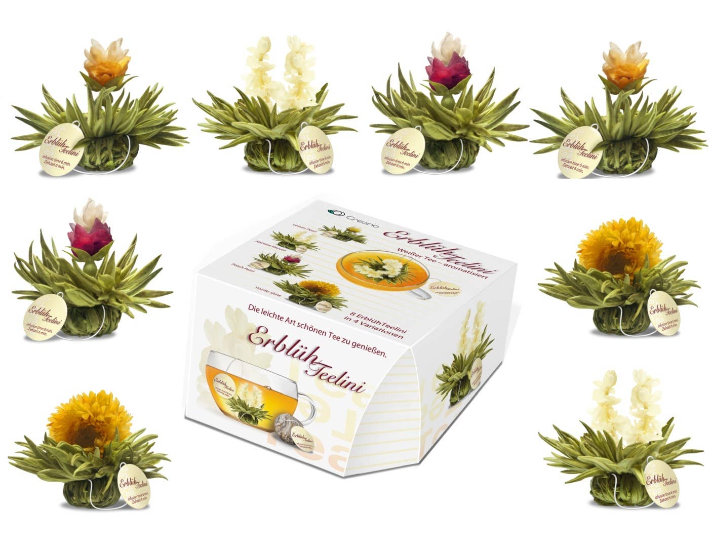Caja con 8 flores de té blanco BluemeElini