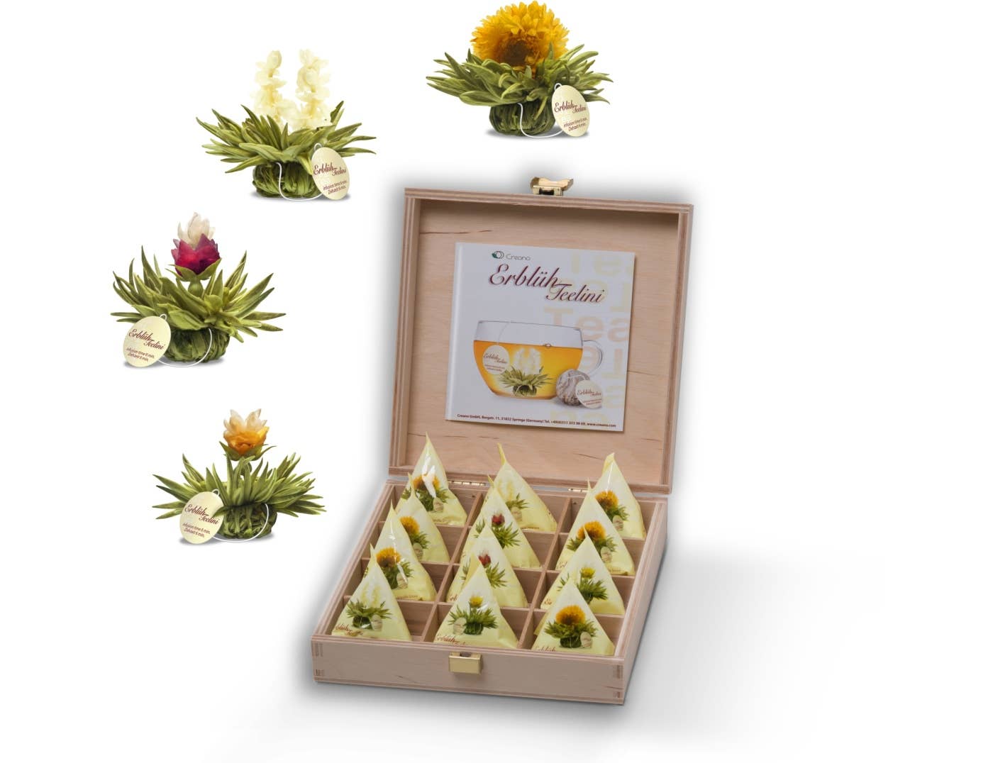Caja de regalo de madera con té blanco Teelini